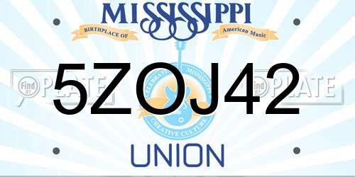 5ZOJ42 Mississippi License Plate