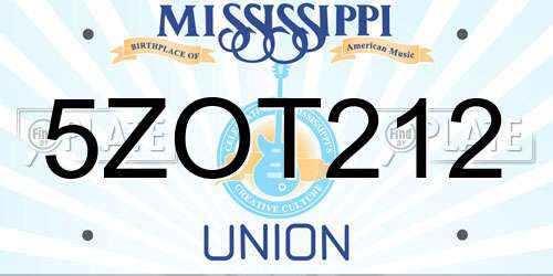 5ZOT212 Mississippi License Plate