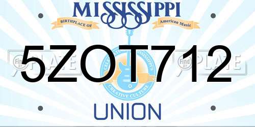 5ZOT712 Mississippi License Plate