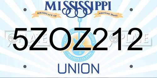 5ZOZ212 Mississippi License Plate