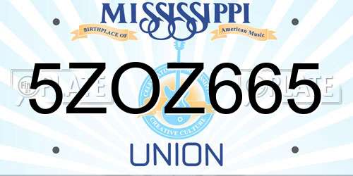 5ZOZ665 Mississippi License Plate