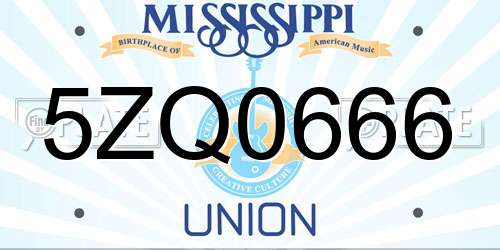 5ZQ0666 Mississippi License Plate