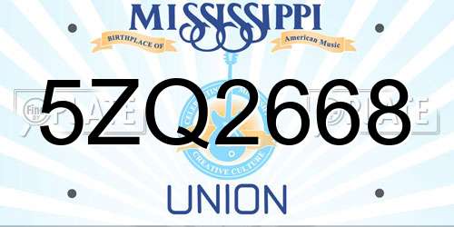5ZQ2668 Mississippi License Plate