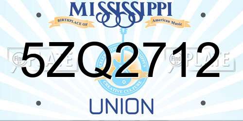 5ZQ2712 Mississippi License Plate