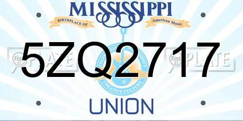 5ZQ2717 Mississippi License Plate