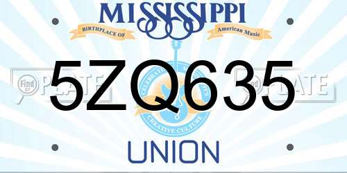 5ZQ635 Mississippi License Plate