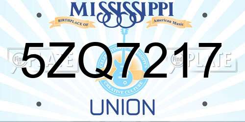 5ZQ7217 Mississippi License Plate