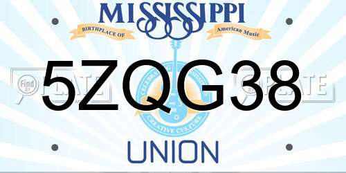 5ZQG38 Mississippi License Plate