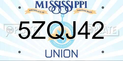 5ZQJ42 Mississippi License Plate