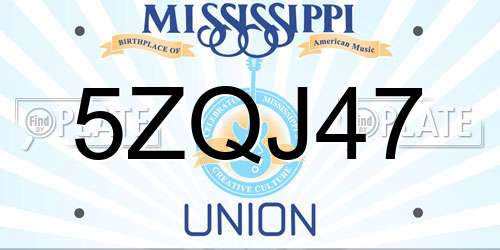 5ZQJ47 Mississippi License Plate