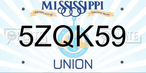 5ZQK59 Mississippi License Plate