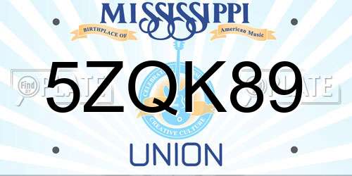 5ZQK89 Mississippi License Plate