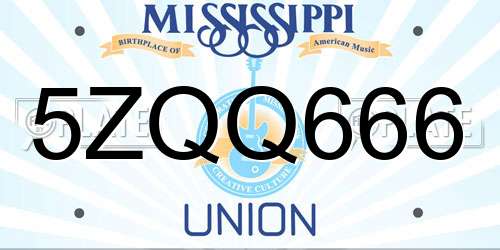 5ZQQ666 Mississippi License Plate
