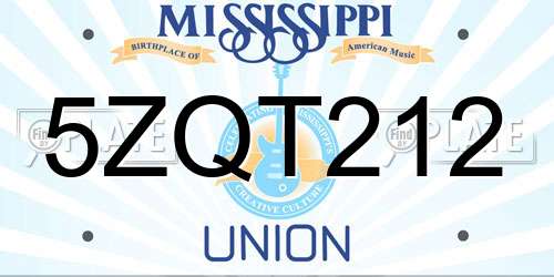 5ZQT212 Mississippi License Plate