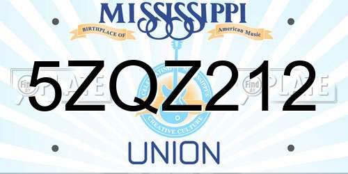 5ZQZ212 Mississippi License Plate