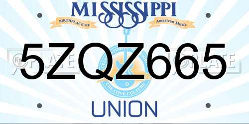 5ZQZ665 Mississippi License Plate