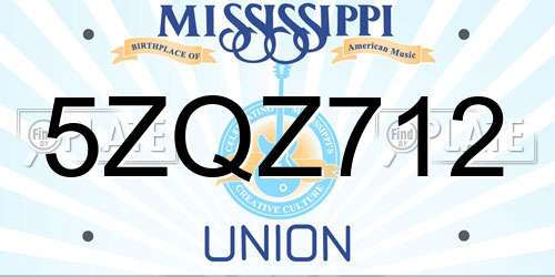 5ZQZ712 Mississippi License Plate