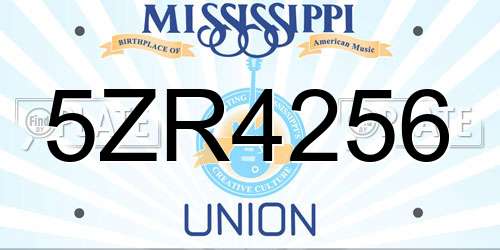 5ZR4256 Mississippi License Plate