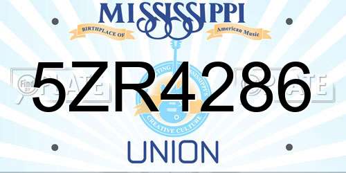 5ZR4286 Mississippi License Plate