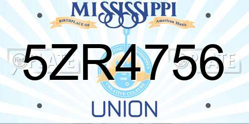 5ZR4756 Mississippi License Plate