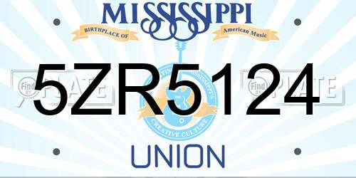 5ZR5124 Mississippi License Plate