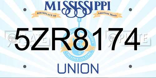5ZR8174 Mississippi License Plate