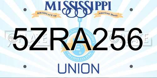 5ZRA256 Mississippi License Plate