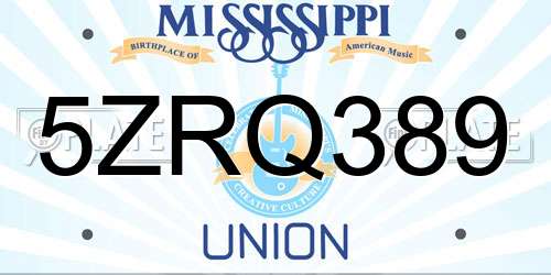 5ZRQ389 Mississippi License Plate