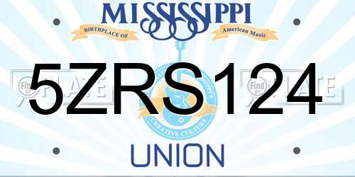 5ZRS124 Mississippi License Plate