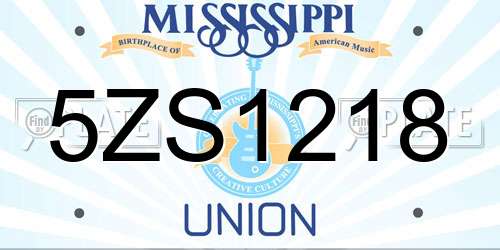 5ZS1218 Mississippi License Plate