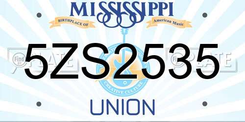 5ZS2535 Mississippi License Plate