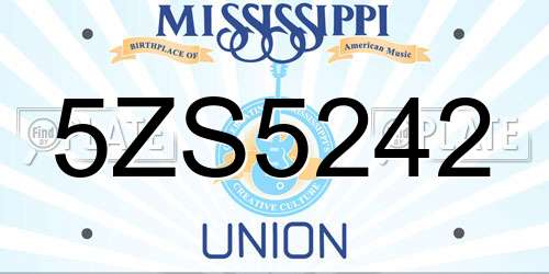 5ZS5242 Mississippi License Plate