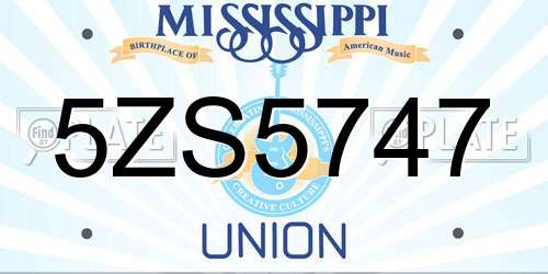 5ZS5747 Mississippi License Plate
