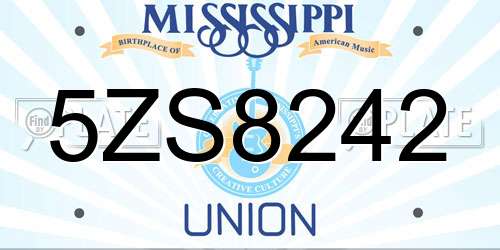 5ZS8242 Mississippi License Plate