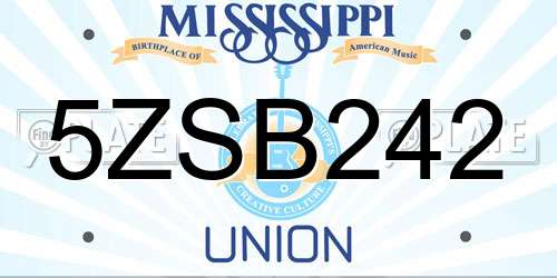 5ZSB242 Mississippi License Plate