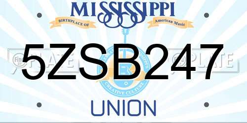 5ZSB247 Mississippi License Plate
