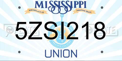 5ZSI218 Mississippi License Plate
