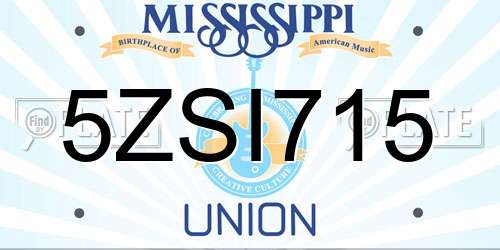 5ZSI715 Mississippi License Plate