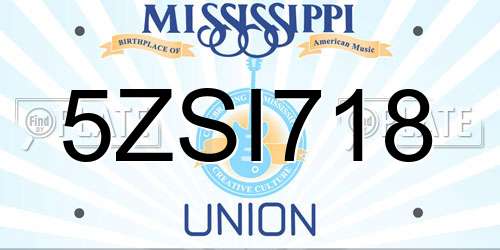 5ZSI718 Mississippi License Plate