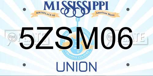 5ZSM06 Mississippi License Plate
