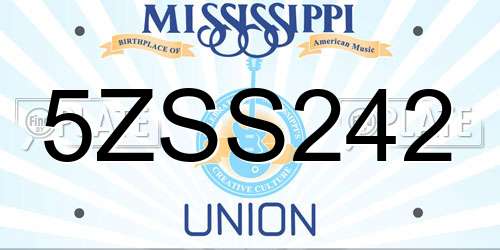 5ZSS242 Mississippi License Plate
