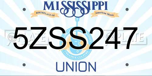 5ZSS247 Mississippi License Plate