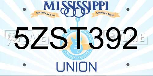 5ZST392 Mississippi License Plate
