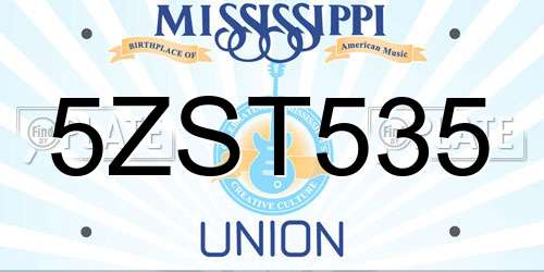 5ZST535 Mississippi License Plate