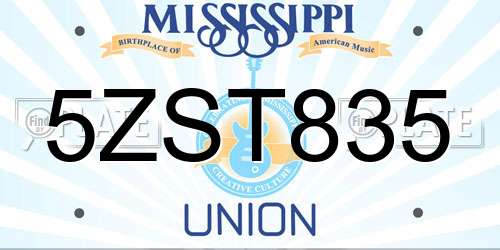 5ZST835 Mississippi License Plate