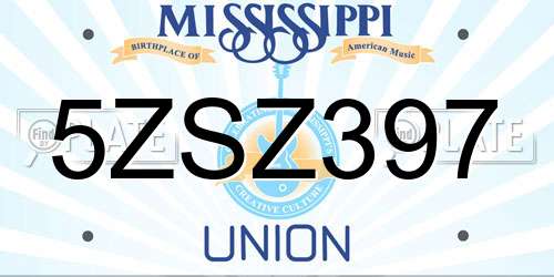 5ZSZ397 Mississippi License Plate