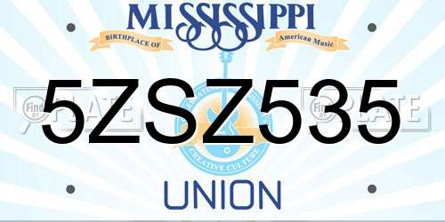 5ZSZ535 Mississippi License Plate
