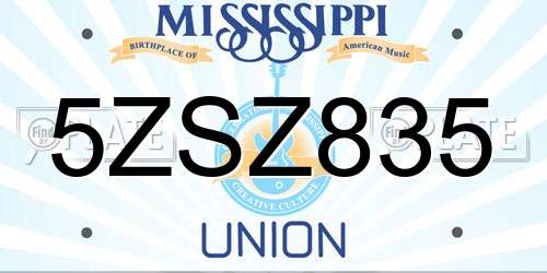 5ZSZ835 Mississippi License Plate