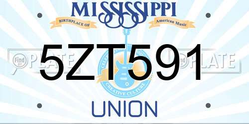 5ZT591 Mississippi License Plate