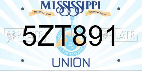5ZT891 Mississippi License Plate